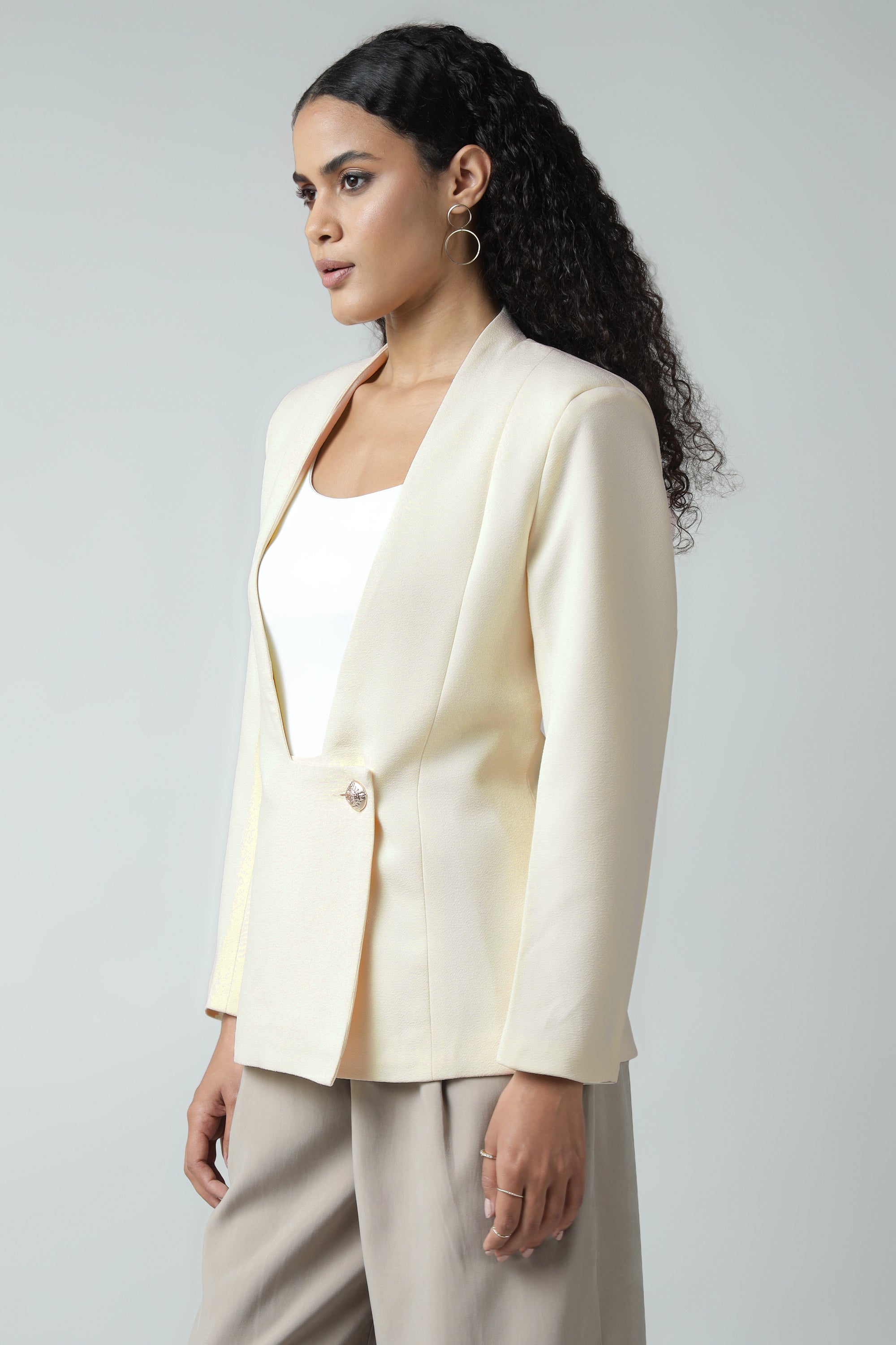 Lux White Flapped Blazer