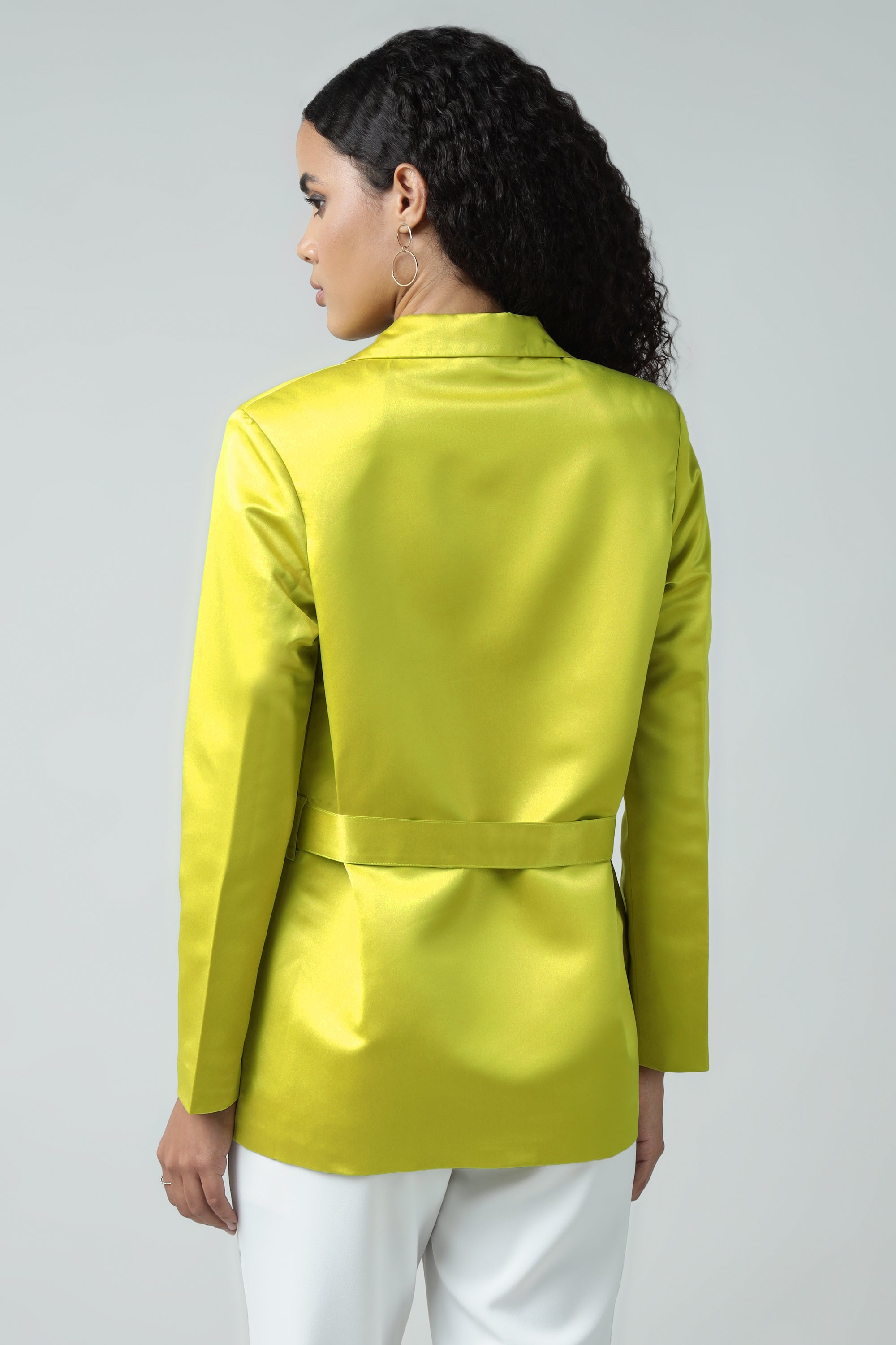 Shine Cocktail Yellow Belted Blazer