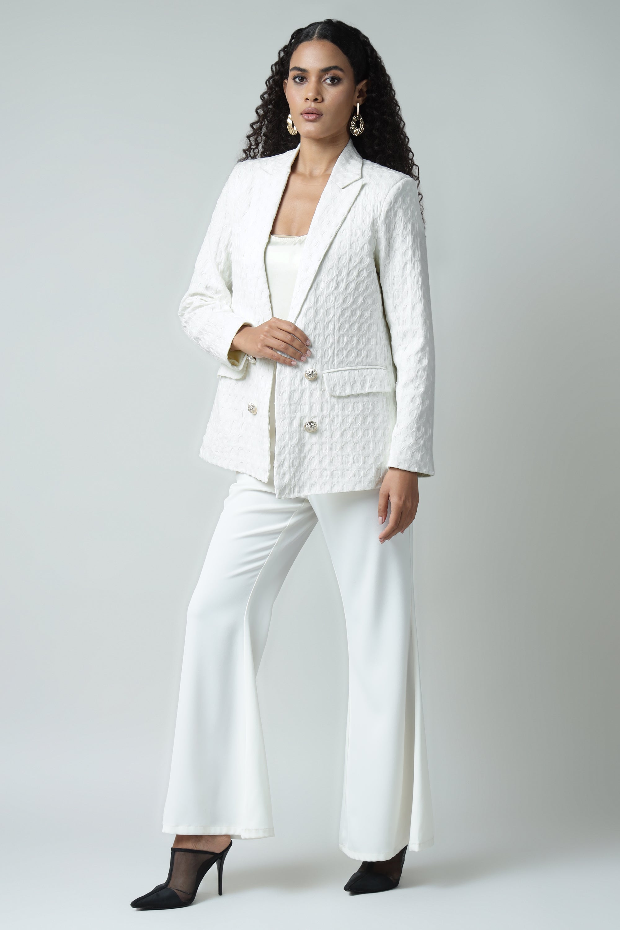 White Premium Textured Blazer