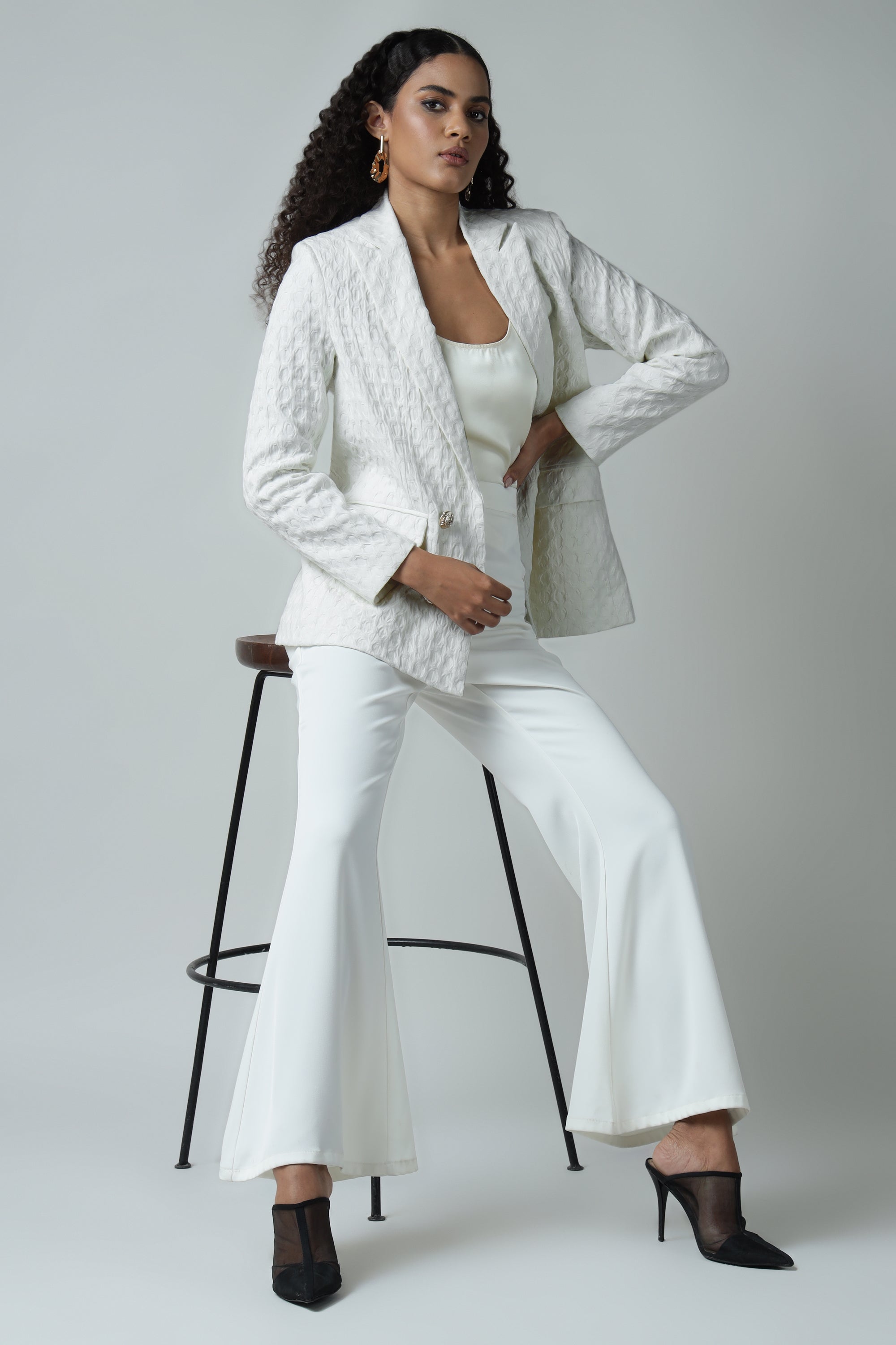 White Premium Textured Blazer