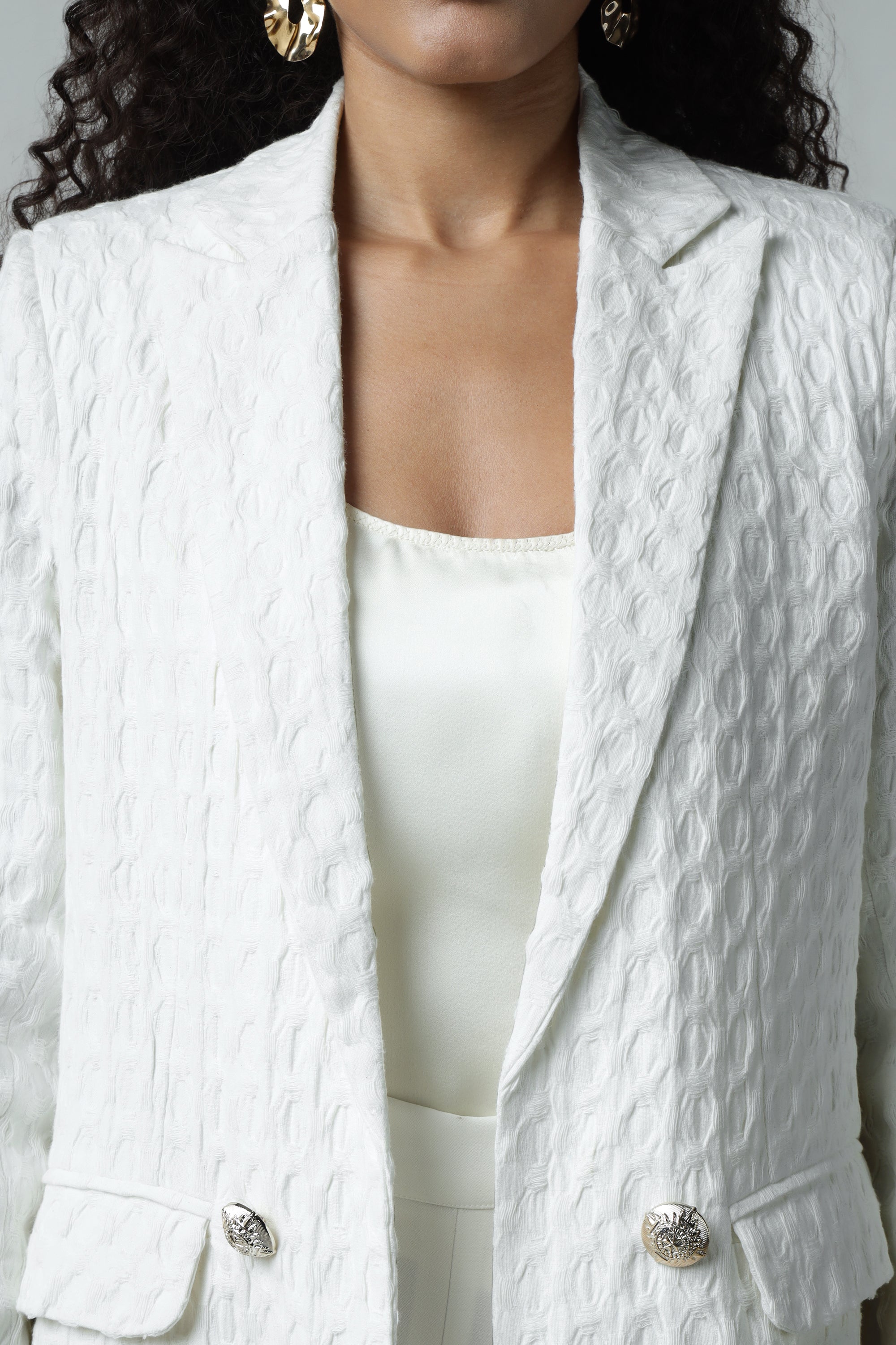 White Premium Textured Blazer