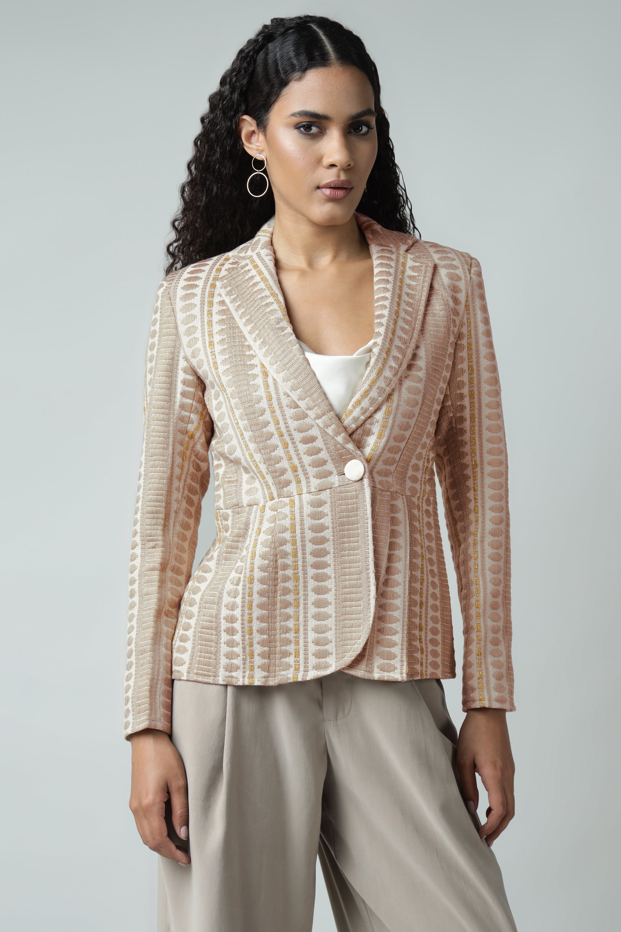 Peplum Jacquard Blazer