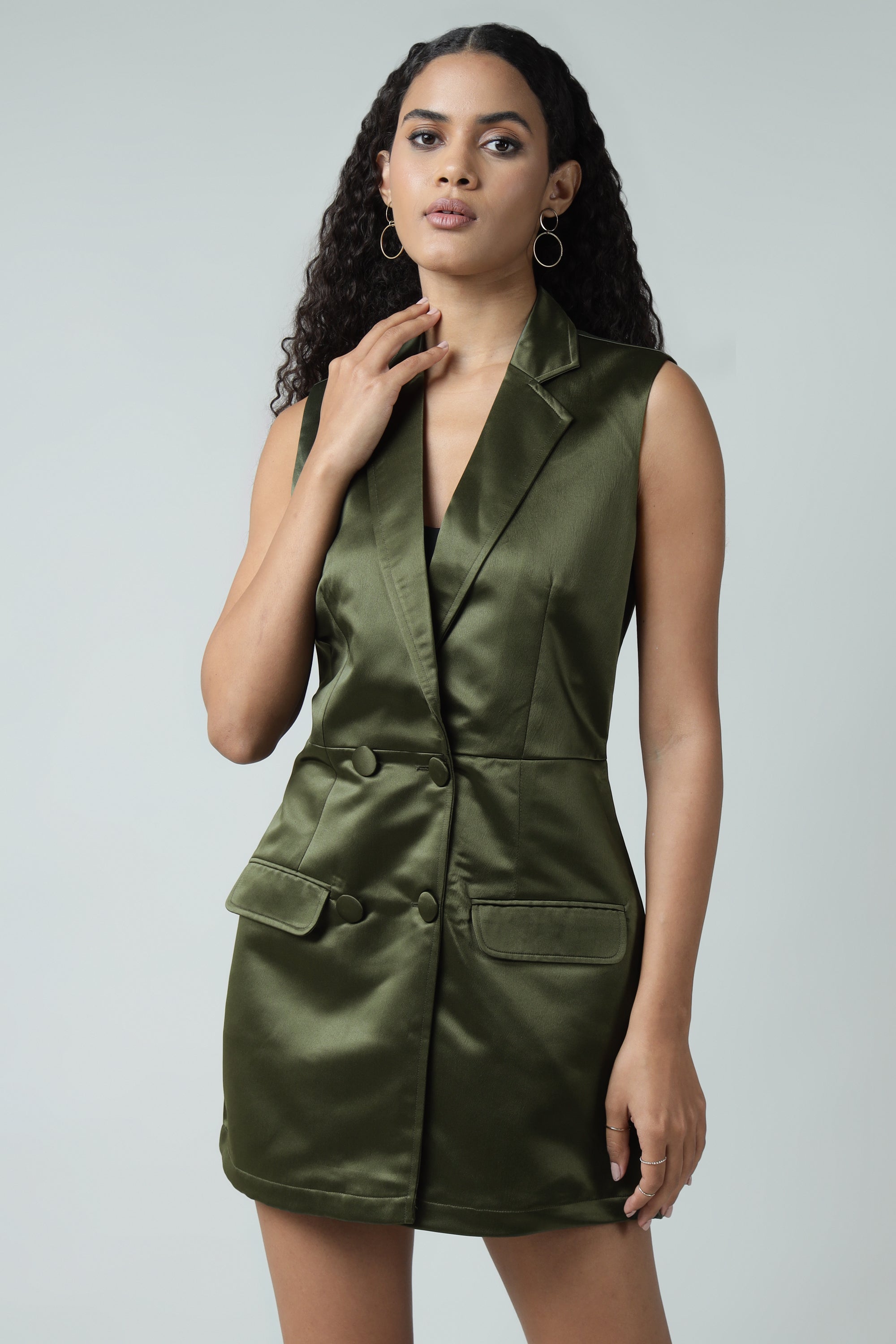 Mud Green Vest Dress