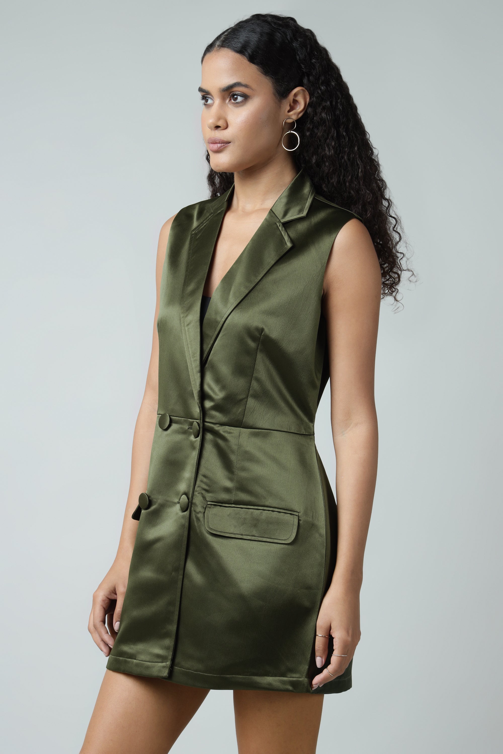 Mud Green Vest Dress