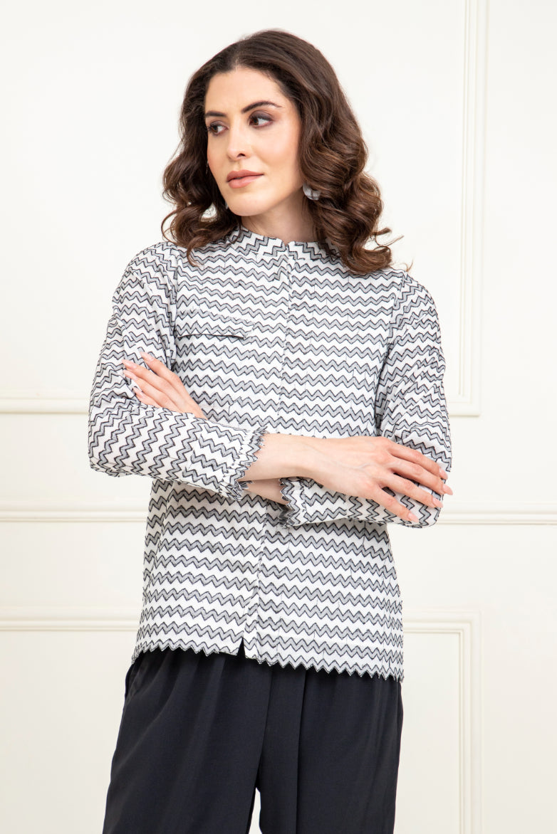 Jacquard Zig Zag Pattern Top