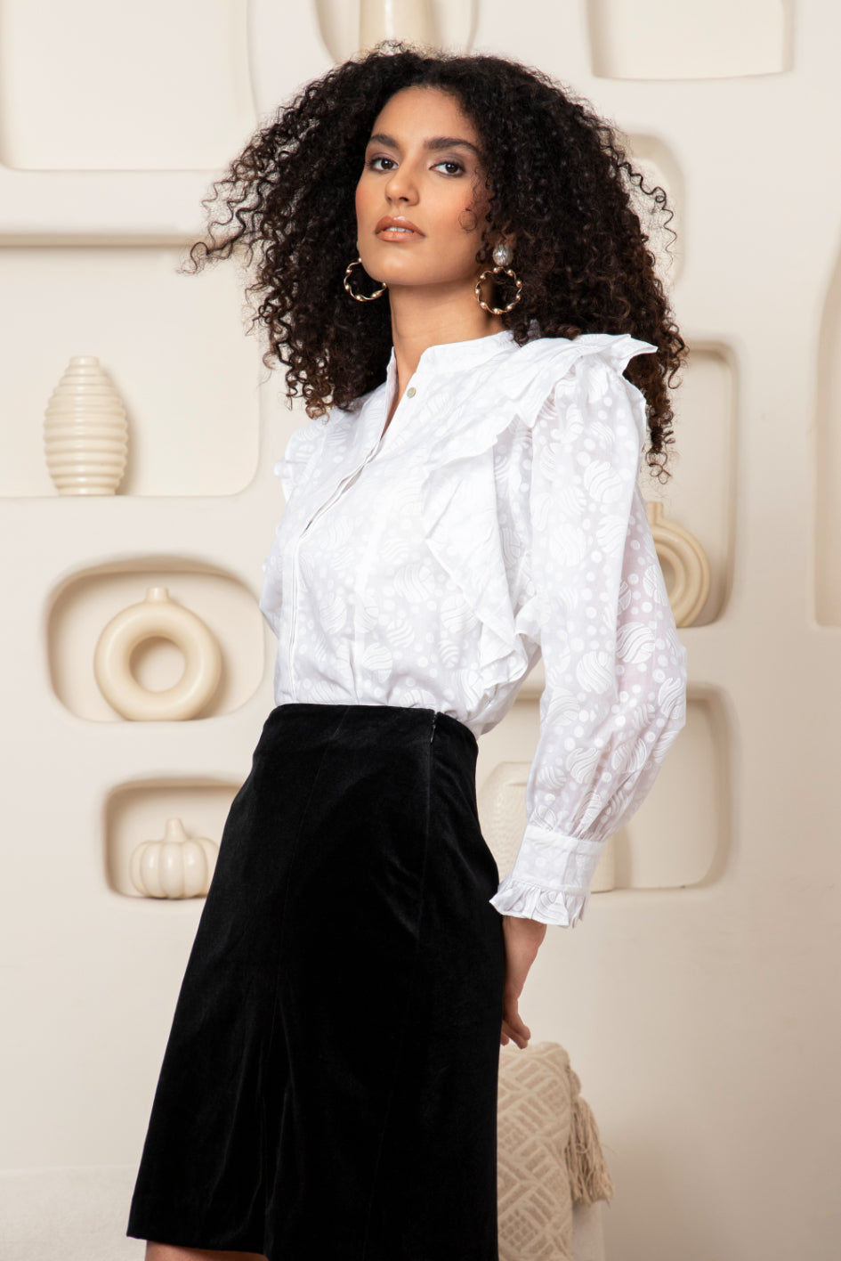 Double Frill Stylised Oversized Shirt