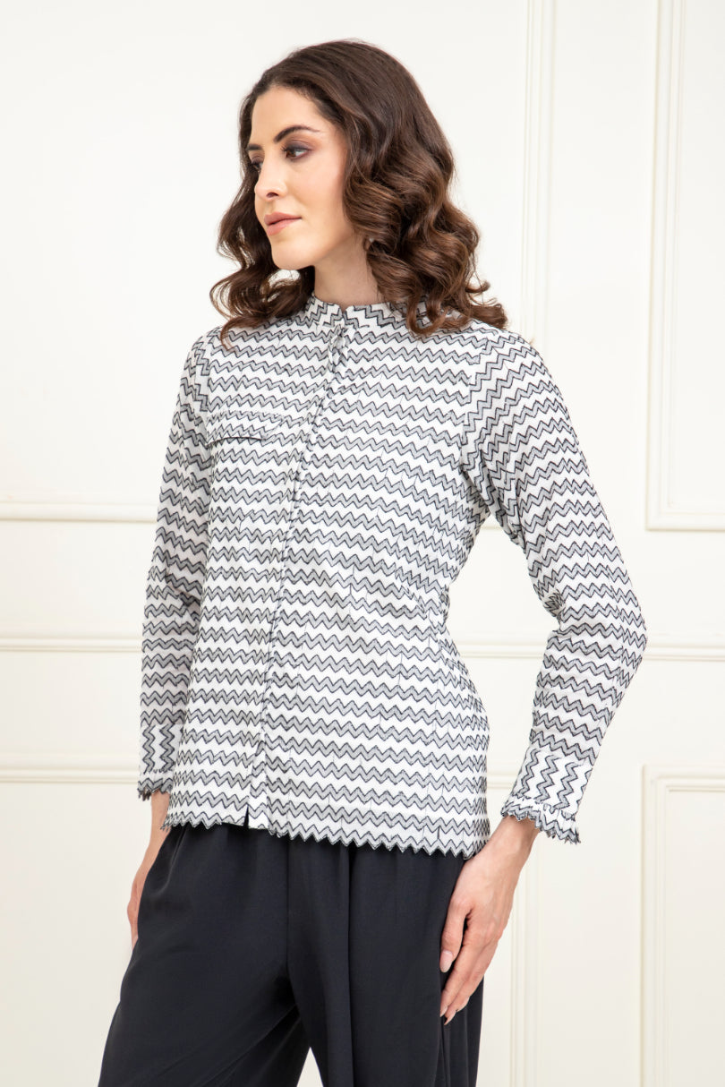 Jacquard Zig Zag Pattern Top