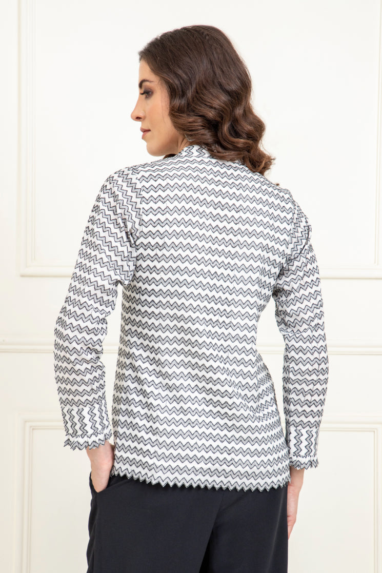 Jacquard Zig Zag Pattern Top