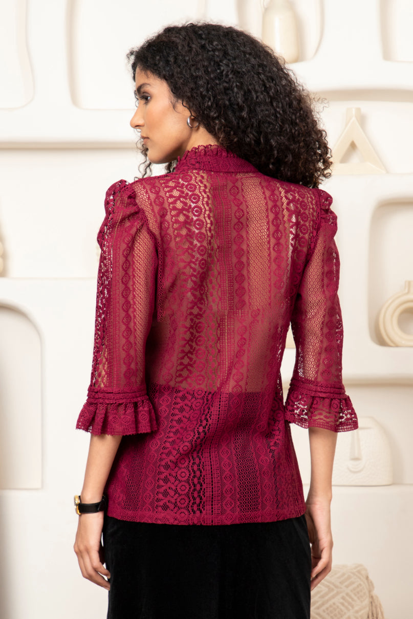 Wine Lace Blouse