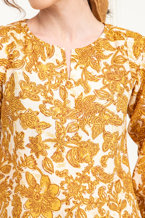 Yellow Printed Boho Top