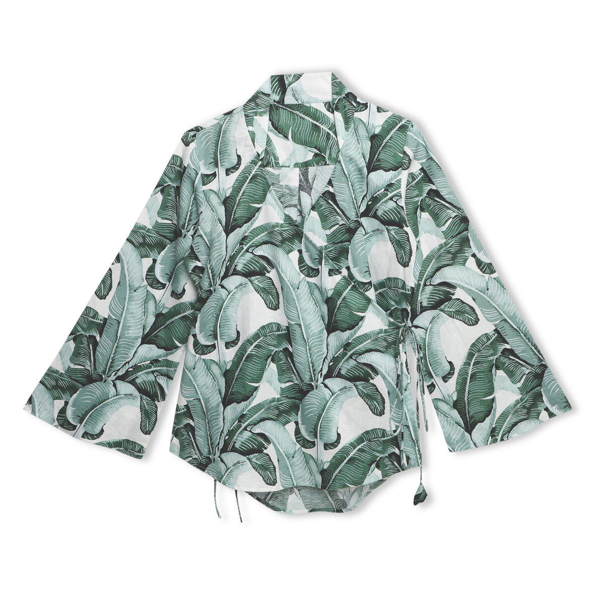 Tropical Print Flared Sleeve Top