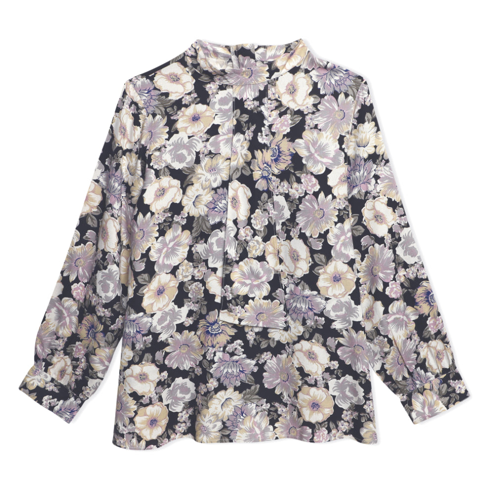 Floral Print Neck Tie Style Top