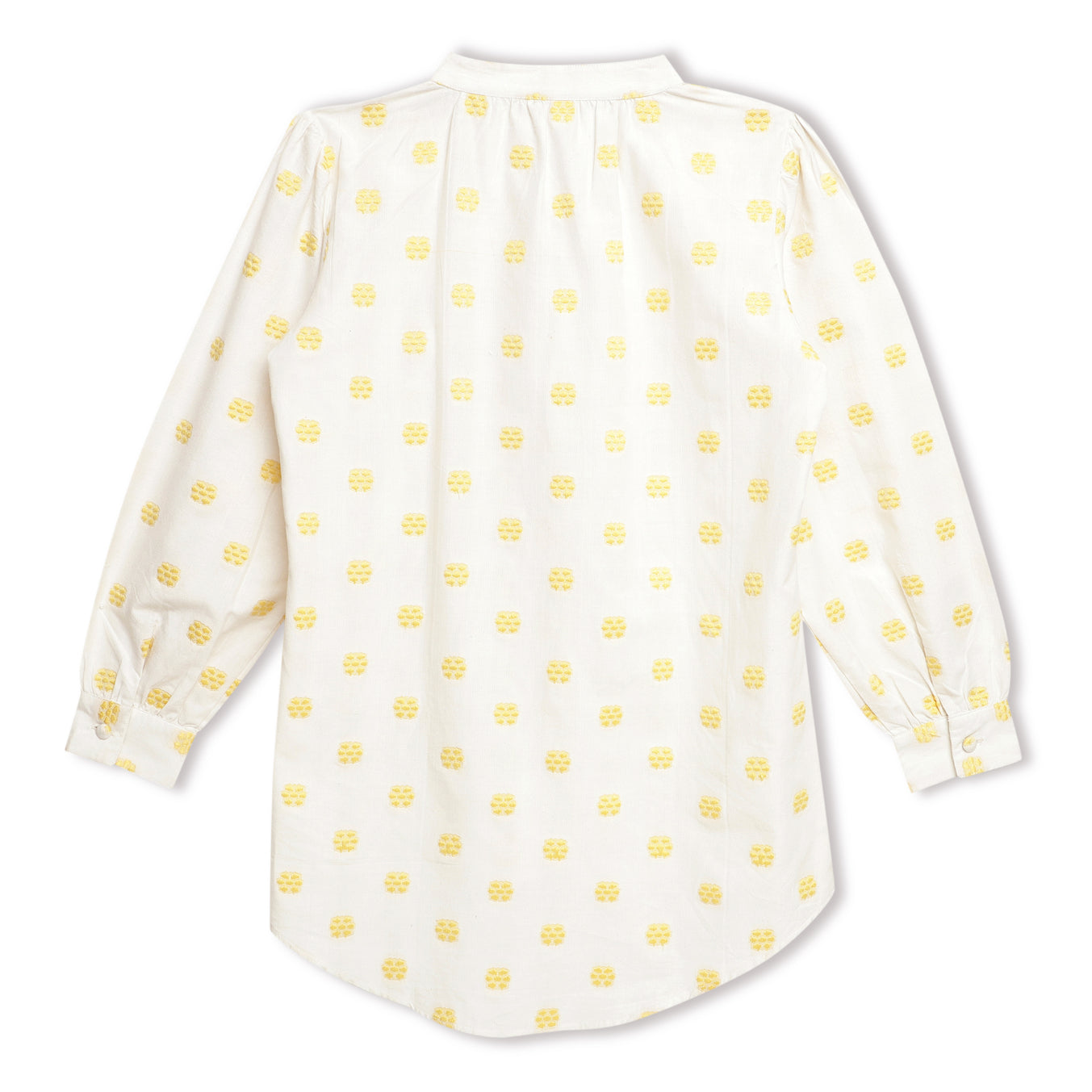 Yellow Floral Dobby Buttoned Blouse