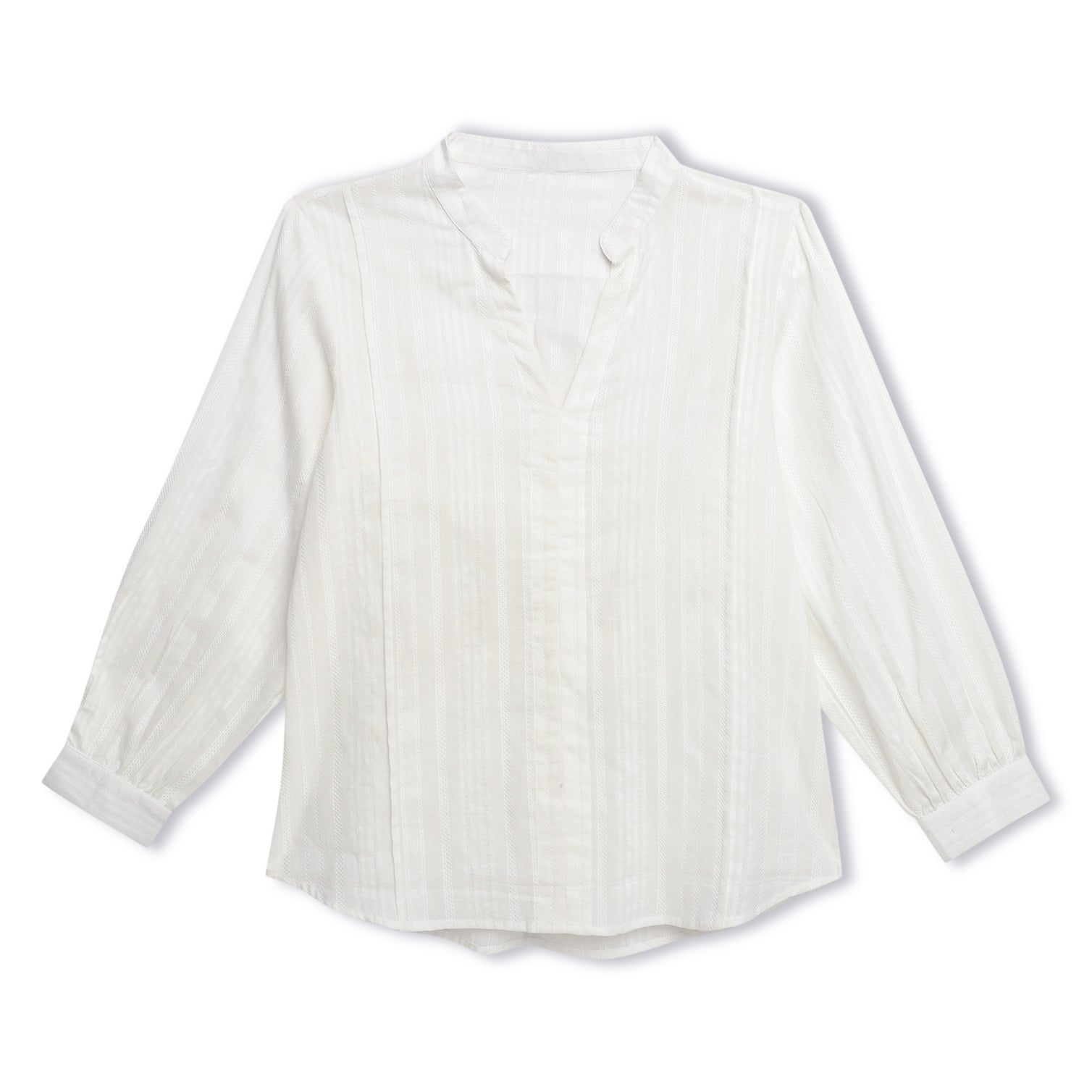 Delicate Dobby Striped Buttoned Blouse