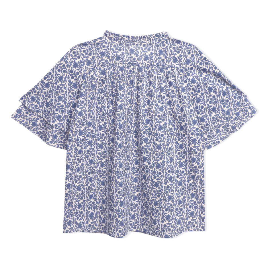 Smocked Yoke Frill Sleeve Top