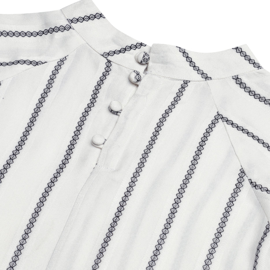 White Jacquard Stripe Top