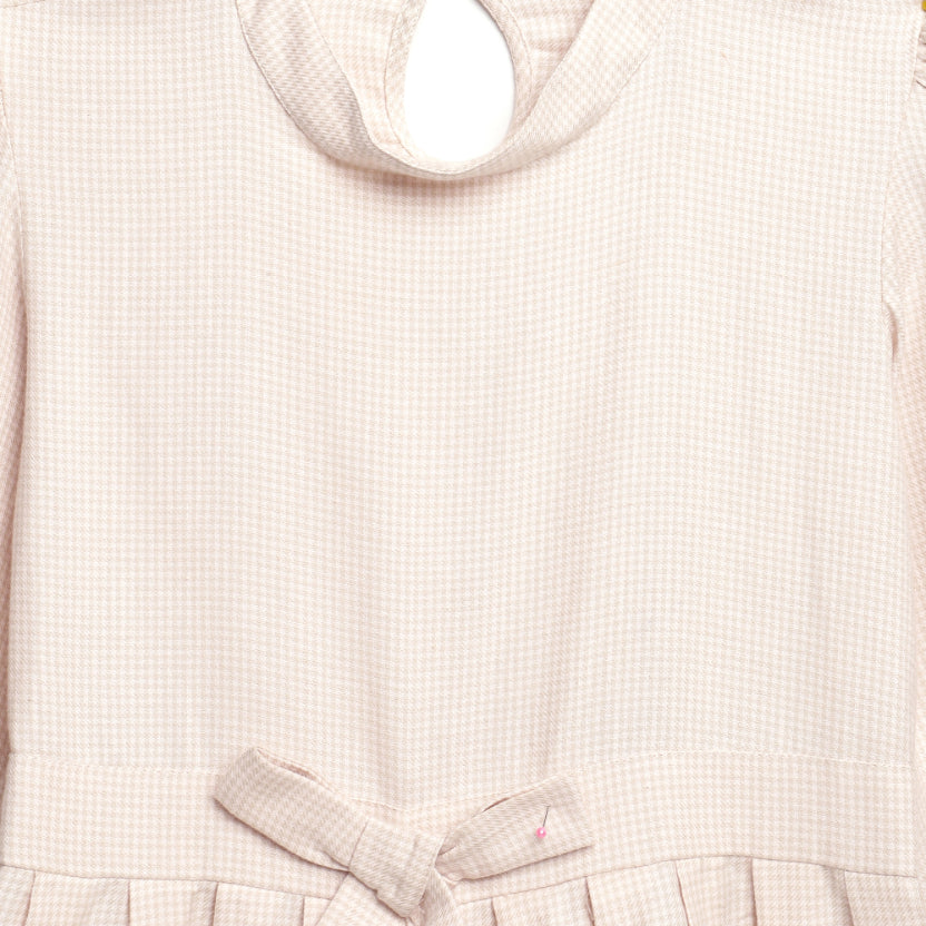 Gingham Check Beige Peplum