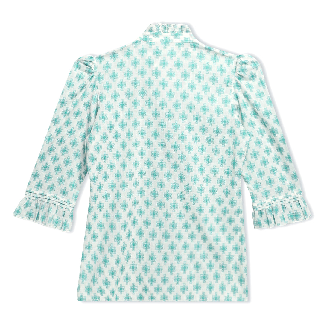 Green Diamond Jacquard Blouse