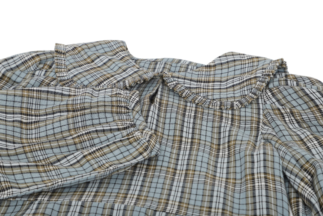 Peterpan Collar Blue Check Retro Dress