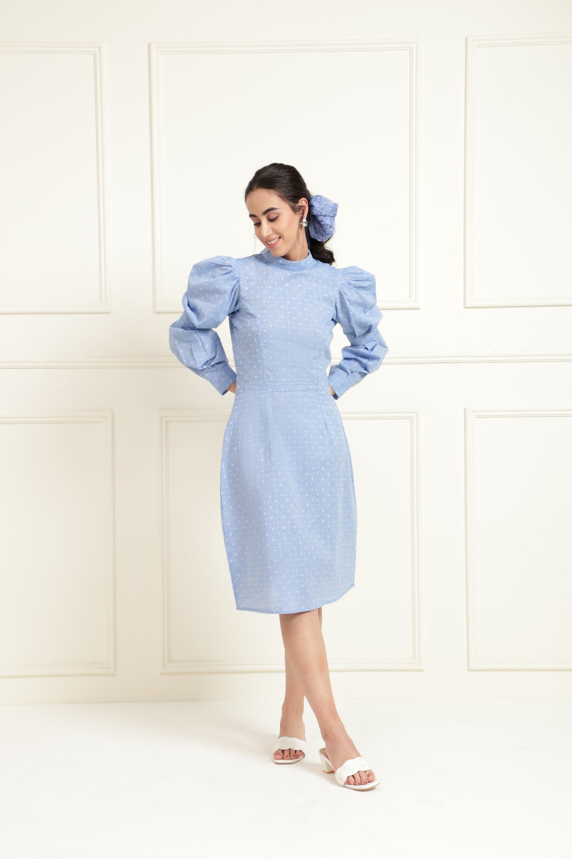 Chambray Dobby Structured Stylised Dress