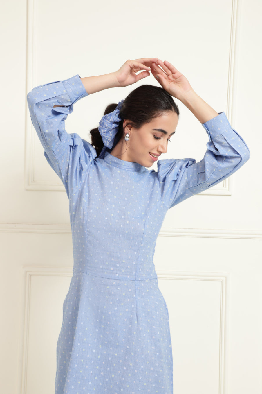 Chambray Dobby Structured Stylised Dress