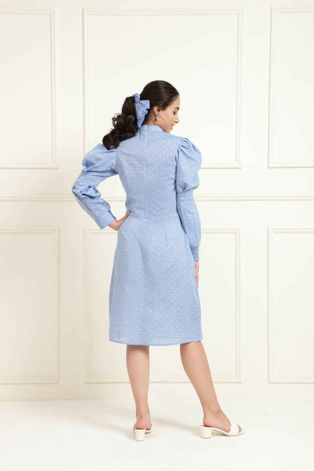 Chambray Dobby Structured Stylised Dress