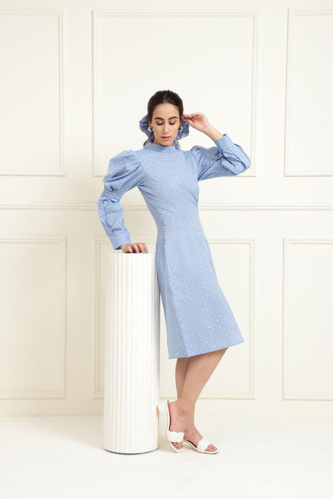 Chambray Dobby Structured Stylised Dress